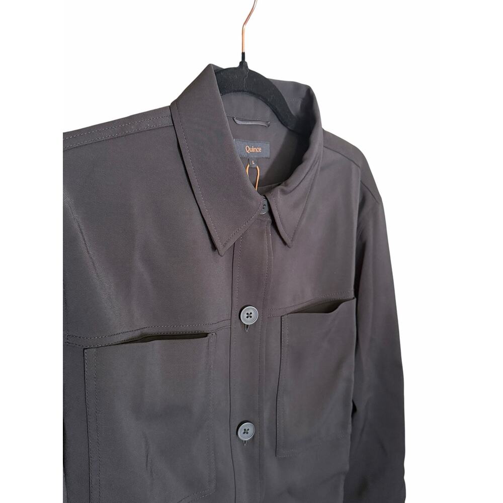 NWT Quince Stretch Crepe Cropped Jacket Black Large Quiet Luxury Capsule Travel - Picture 3 of 10